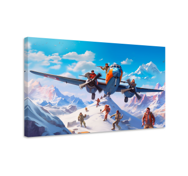 Karakters op een vliegtuig videogames canvas - TenStickers