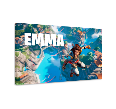Canvas naam en vallend in lucht game personage - TenStickers