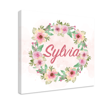 Aquarel lentebloemen met naam Gepersonaliseerde canvas schilderij - TenStickers