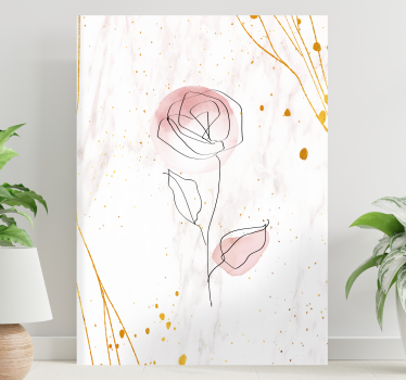 3D canvas schilderij Roos op gouden achtergrond - TenStickers