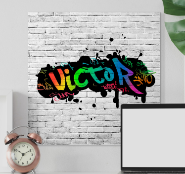Canvas schilderij graffiti naam op stenen muur - TenStickers