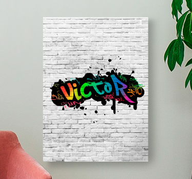 Canvas schilderij graffiti naam op stenen muur - TenStickers