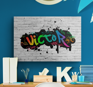 Canvas schilderij graffiti naam op stenen muur - TenStickers