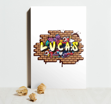 Canvas schilderij graffiti naam bakstenen muur - TenStickers