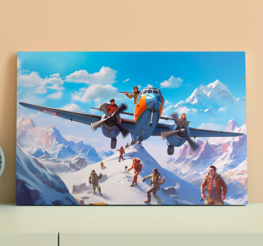 Karakters op een vliegtuig videogames canvas - TenStickers