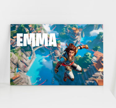 Canvas naam en vallend in lucht game personage - TenStickers