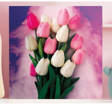 Canvas bloemen Kleurrijke tulpen - TenStickers