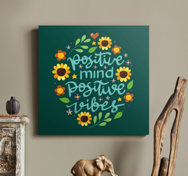 Canvas schilderij motivatie Bloemen en motiverende quote - TenStickers