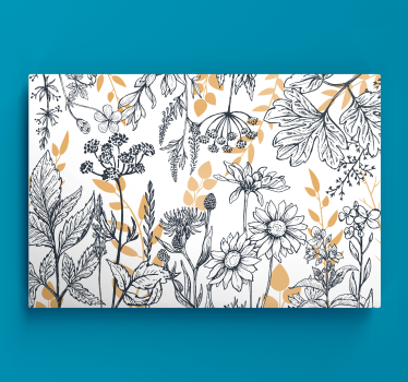 Canvas bloemen "glamour floral" variatie met goud - TenStickers