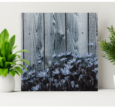 Canvas bloemen Madeliefjebloem op grijze houten plank - TenStickers