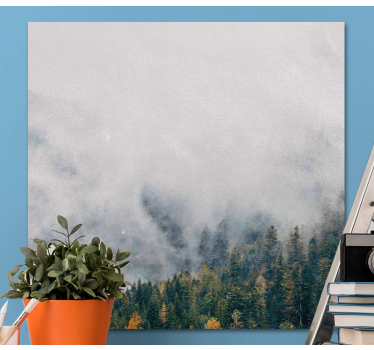 Canvas bomen mistig boslandschap - TenStickers