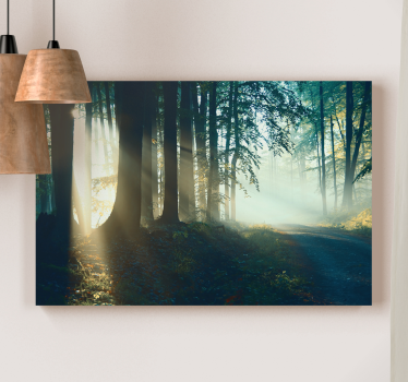 Canvas landschap mistige boswandeling - TenStickers