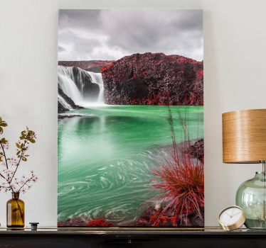 Canvas landschap waterval met groene poel - TenStickers