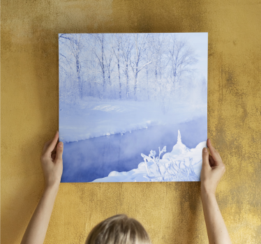 Canvas landschap winterbeek uitzicht - TenStickers
