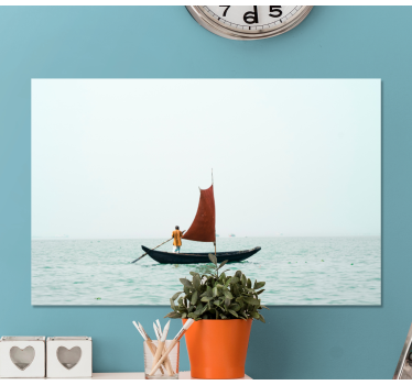 Canvas landschap zeilen met rode zeil - TenStickers