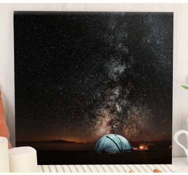 Canvas natuur landschap Nacht kamperen in de bergen - TenStickers