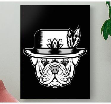 Canvas schilderij honden Buldog op zwarte achtergrond - TenStickers