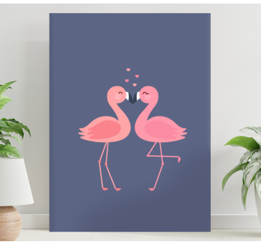 Canvas schilderij ingang Flamingo's die een hart vormen - TenStickers