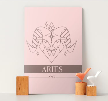 Canvas schilderij slaapkamer Ram roze kaart sterrenbeeld ontwerp - TenStickers