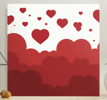 Canvas schilderij slaapkamer Rood hart wolk ontwerp - TenStickers