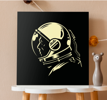 Canvas schilderij slaapkamer Vintage zwart-wit kosmonaut - TenStickers