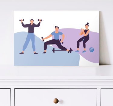 Canvas schilderij thuis Illustratie van mensen trainen - TenStickers