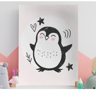 Canvas schilderij baby's Schattige getekende babypinguïn doodle - TenStickers