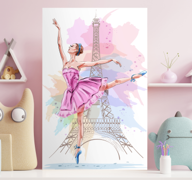 Canvas schilderij balletdanser bij de Eiffeltoren - TenStickers