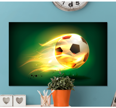 Canvas schilderij jongeren Cool voetbal in brand - TenStickers