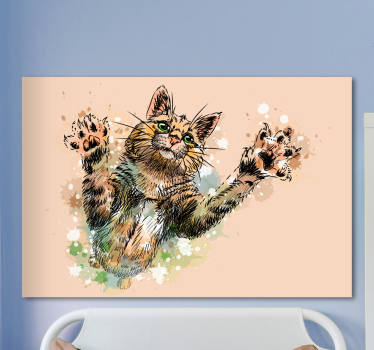 Canvas schilderij katten Geschilderde kat - TenStickers
