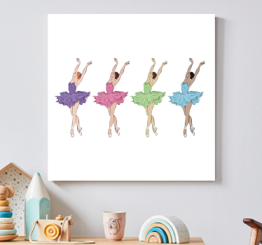 Canvas schilderij kinderen Kleurrijke balletdansers - TenStickers