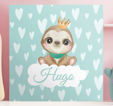 Canvas schilderij kinderkamer Schattige luiaard voor jongen met n - TenStickers