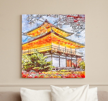 Canvas schilderij landen en steden Japanse bloeiende bomen - TenStickers