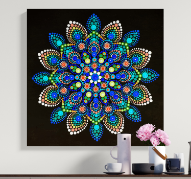 Canvas schilderij mandala kleurrijke stippen - TenStickers