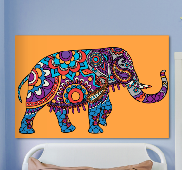 Canvas schilderij olifanten Veelkleurige mandala-olifanten lopen - TenStickers