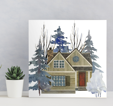 Canvas schilderij rustiek huis en bomen - TenStickers