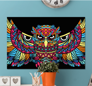 Canvas schilderij vogels Geometrische-dieren dappere uil - TenStickers