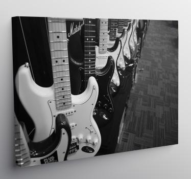 Canvas schilderij zwart en wit gitaren  - TenStickers