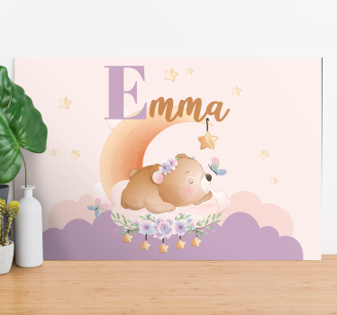 Canvas schilderij baby's dromen van een babybeer - TenStickers