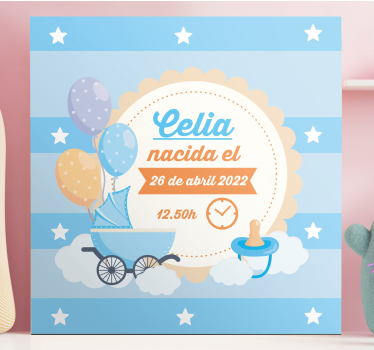 Canvas schilderij baby's geboorte aankondiging viering - TenStickers