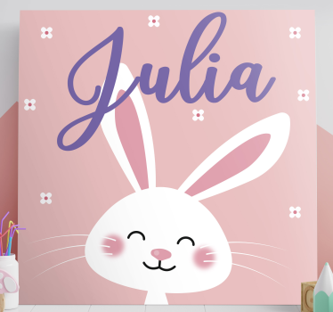 Canvas schilderij baby's gelukkige konijn karakter - TenStickers