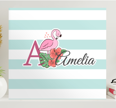 Canvas schilderij baby's gepersonaliseerd flamingo detail - TenStickers