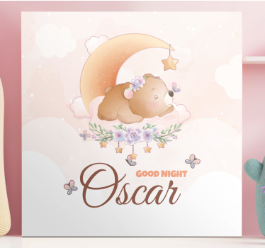 Canvas schilderij baby's goede nacht beer - TenStickers