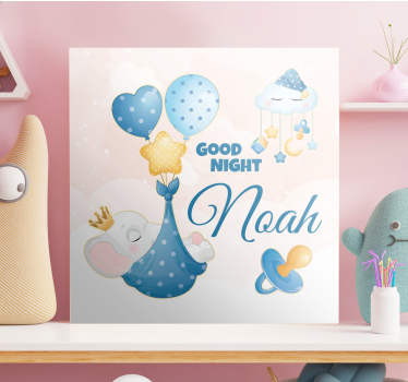 Canvas schilderij baby's goede nacht olifant - TenStickers