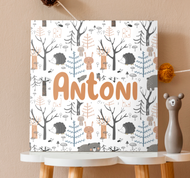 Canvas schilderij baby's schattig dierenbos - TenStickers