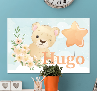 Canvas schilderij baby's schattig leeuwtje personage - TenStickers