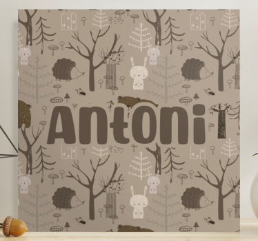 Canvas schilderij baby's schattige bosdieren - TenStickers