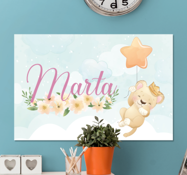 Canvas schilderij baby's schattige leeuw ballon - TenStickers