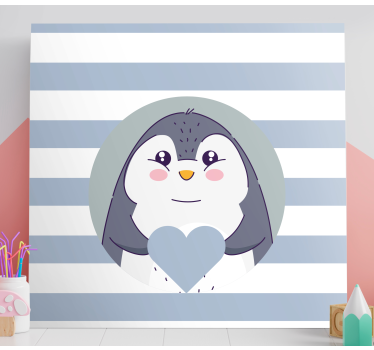 Canvas schilderij baby's schattige pinguïn omhelzing - TenStickers