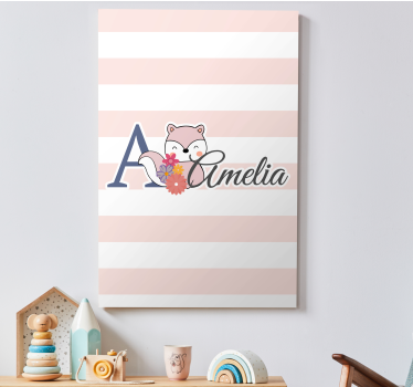 Canvas schilderij baby's schattige vos personalisatie - TenStickers
